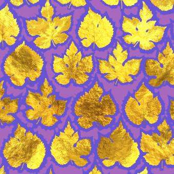 Flower Press -all seasons card range : LP21 Mulberry, Gold Leaf 
