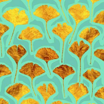 Flower Press -all seasons card range : LP06  Ginkgo, Gold Leaf       