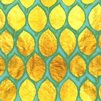 Flower Press -all seasons card range : LP09  Beech, Gold Leaf 