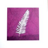 REAL LEAF  Hand Crafted card range : RLF 2 FERN silver /aubergine