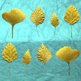 Leaf Press card range : LP17 Gold Leaves 2 Turqoise