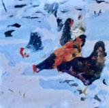 Landscapes card range : LD43 CHICKENS IN SNOW